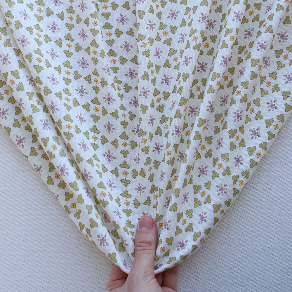 Michelle - Seersucker / Coton gaufré doux motif vert et jaune