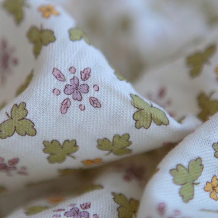 Michelle - Seersucker / Coton gaufré doux motif vert et jaune