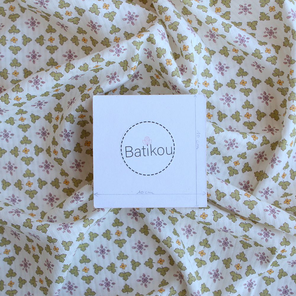 Michelle - Seersucker / Coton gaufré doux motif vert et jaune