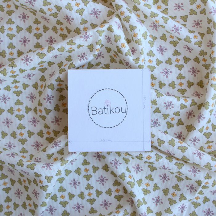 Michelle - Seersucker / Coton gaufré doux motif vert et jaune