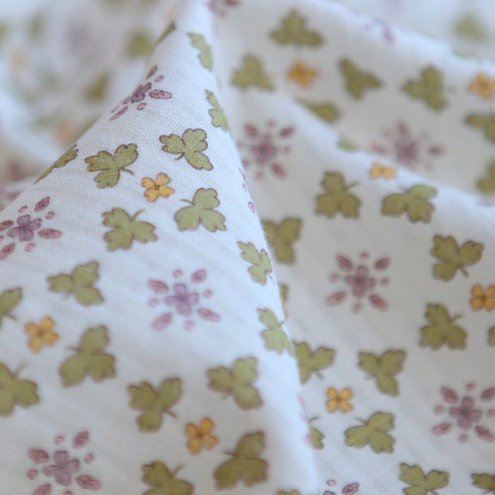 Michelle - Seersucker / Coton gaufré doux motif vert et jaune