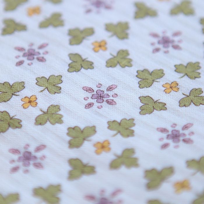 Michelle - Seersucker / Coton gaufré doux motif vert et jaune