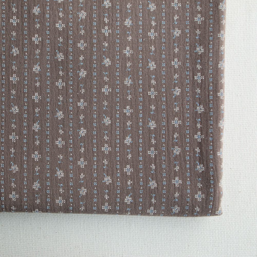 Selene - Double gaze coton BIO imprimé fond marron glacé