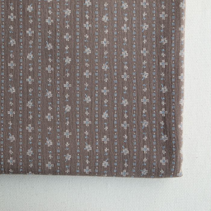 Selene - Double gaze coton BIO imprimé fond marron glacé