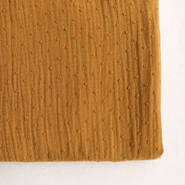 Double gaze de coton BIO plumetis Curry