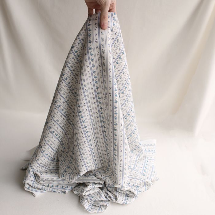 Paloma - Petit piqué coton gratté BIO rayures et fleuri bleu