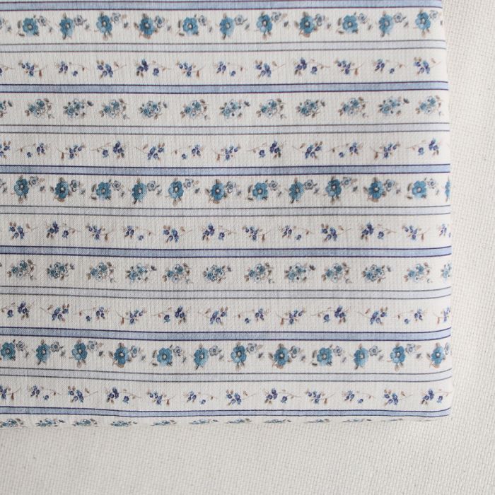 Paloma - Petit piqué coton gratté BIO rayures et fleuri bleu
