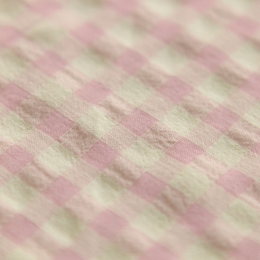 Seersucker / Coton gaufré vichy 6mm fraise vanille