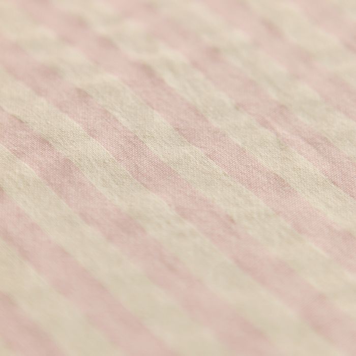 Seersucker / Coton gaufré rayures 6mm fraise vanille