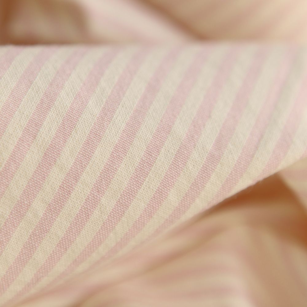 Seersucker / Coton gaufré rayures fines 2mm fraise vanille