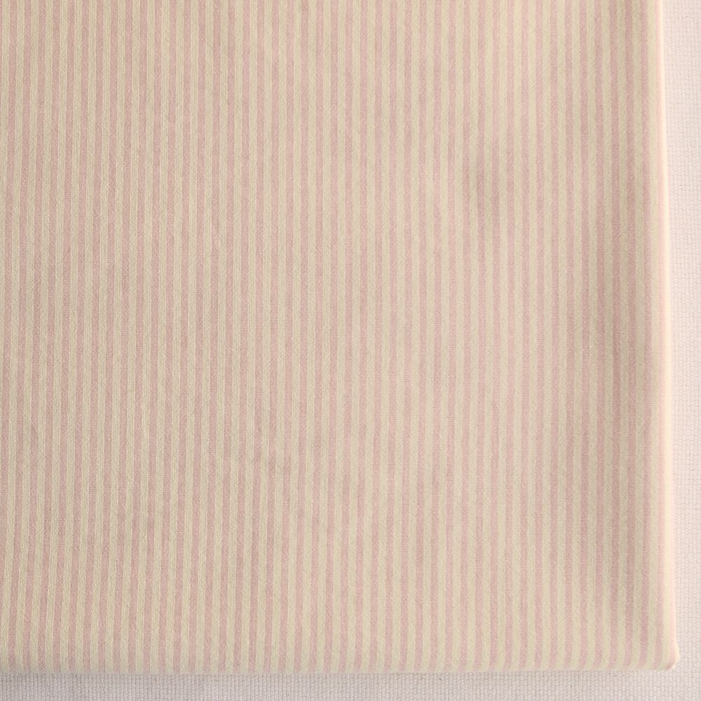 Seersucker / Coton gaufré rayures fines 2mm fraise vanille