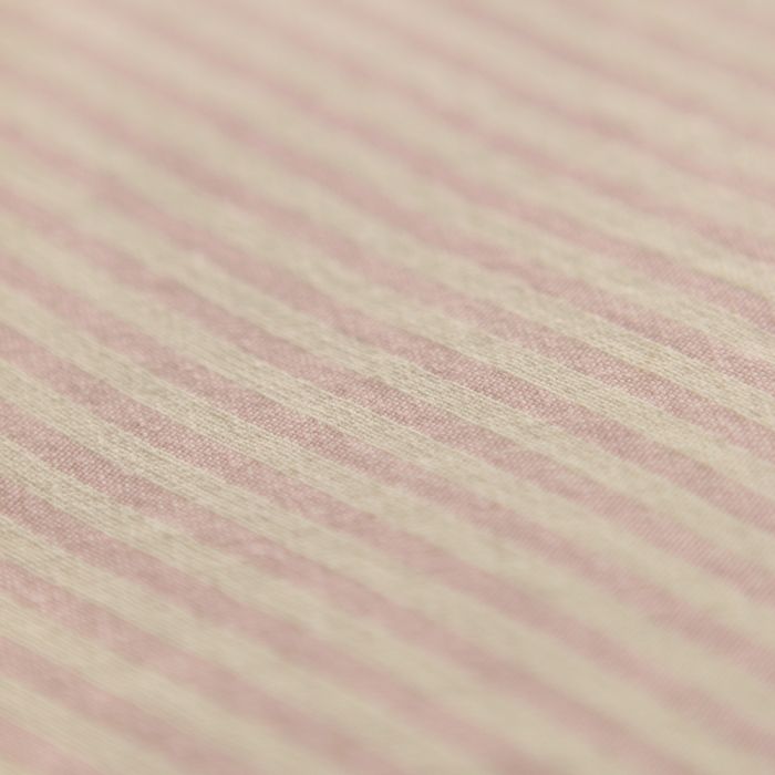 Seersucker / Coton gaufré rayures fines 2mm fraise vanille