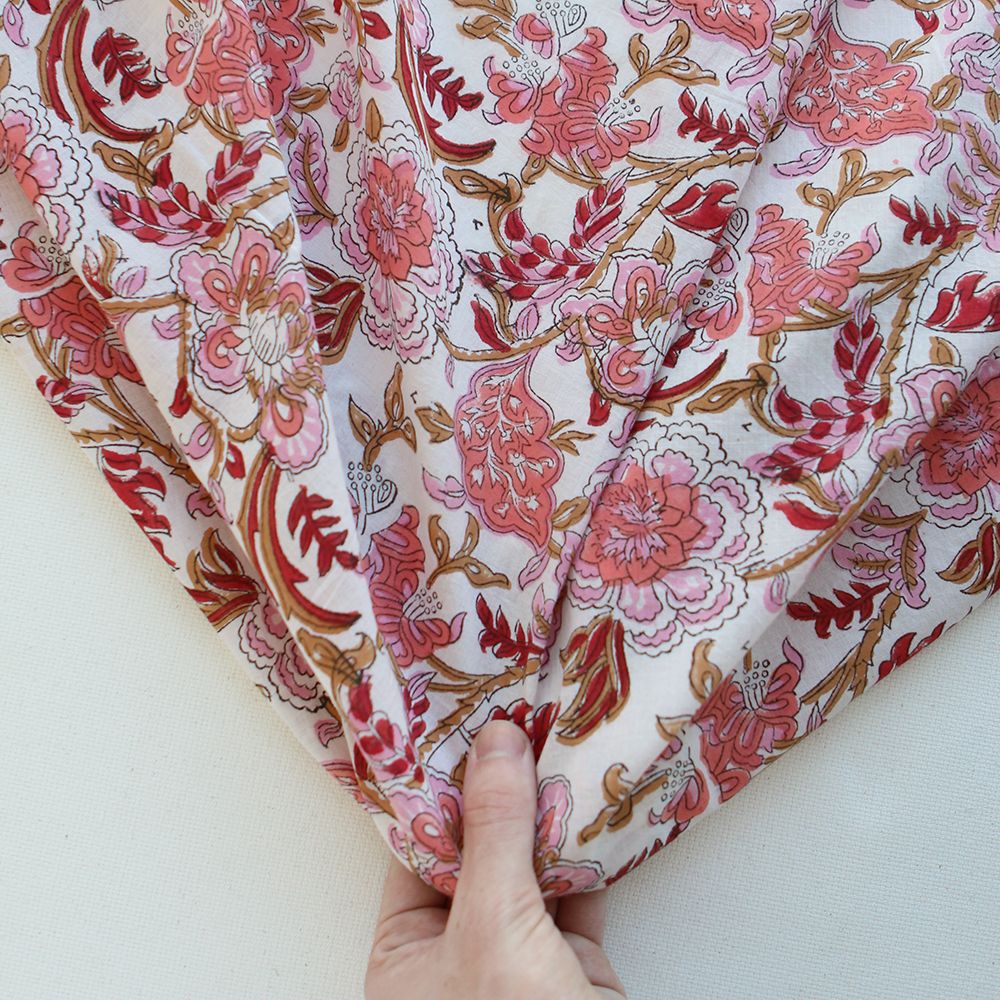 Lalita - Tissu indien en coton imprimé main Hand Block