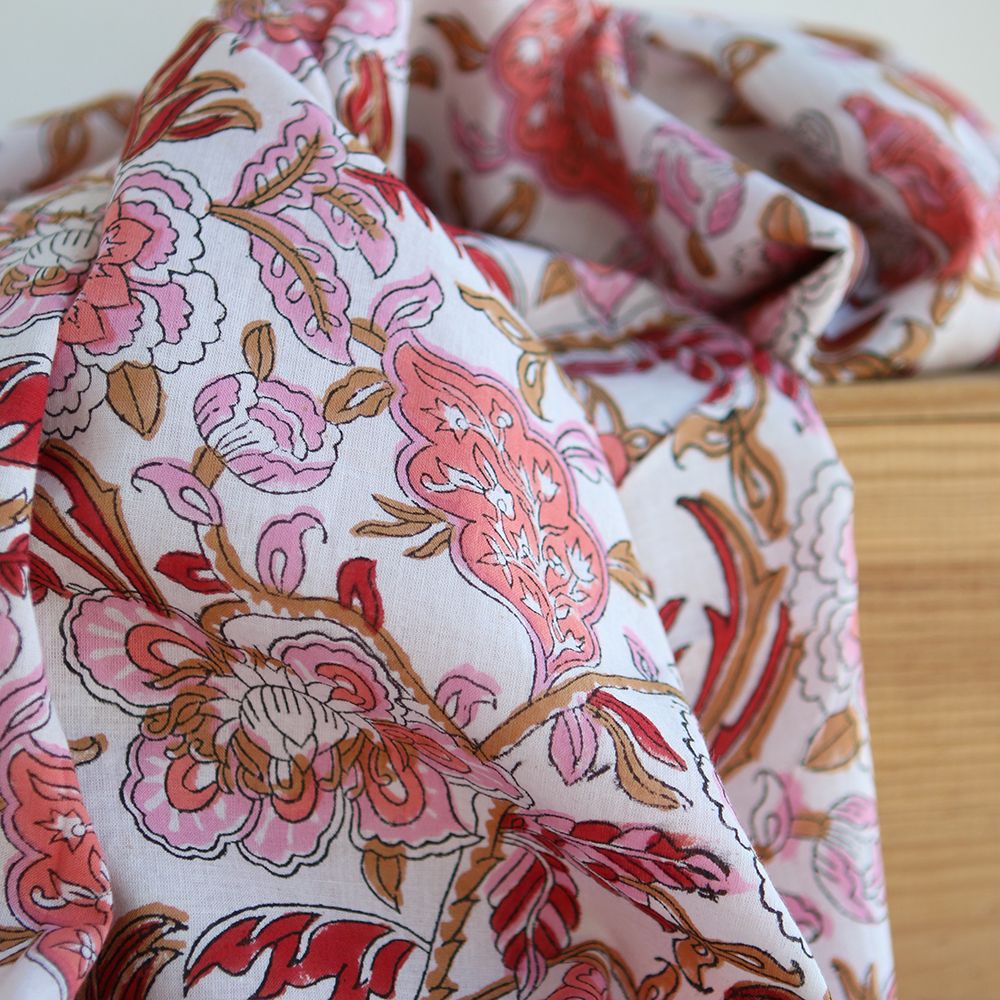 Lalita - Tissu indien en coton imprimé main Hand Block