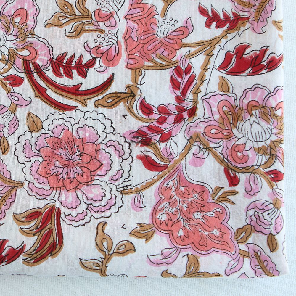 Lalita - Tissu indien en coton imprimé main Hand Block