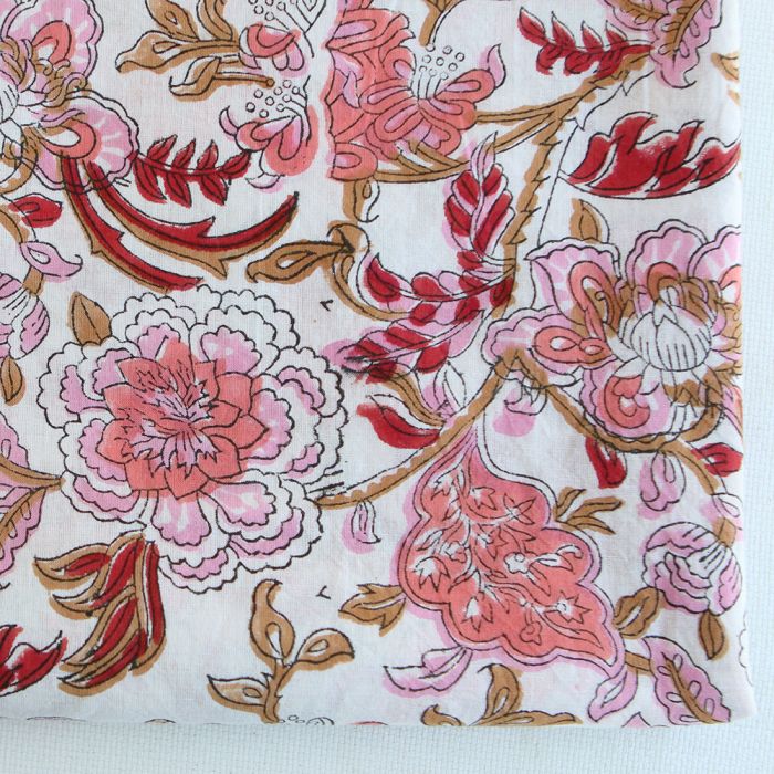 Lalita - Tissu indien en coton imprimé main Hand Block