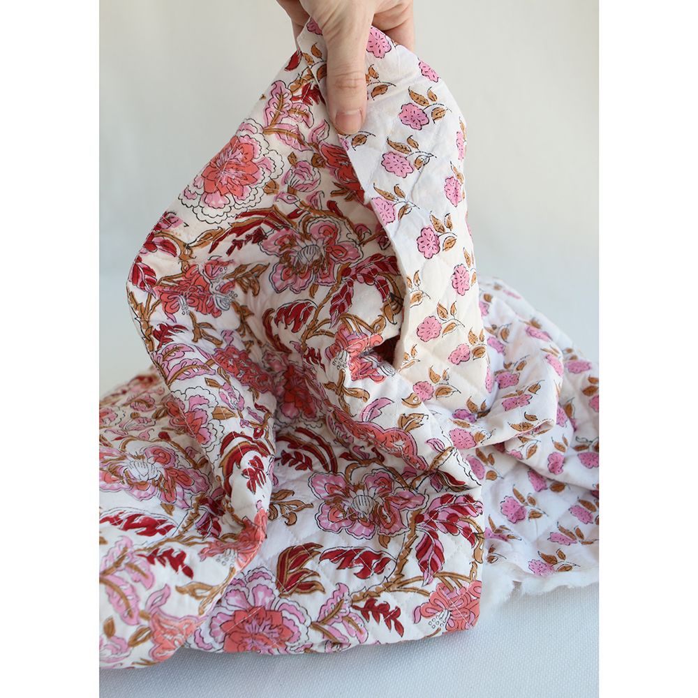 Lalita - Tissu indien matelassé double face coton hand block largeur 100cm