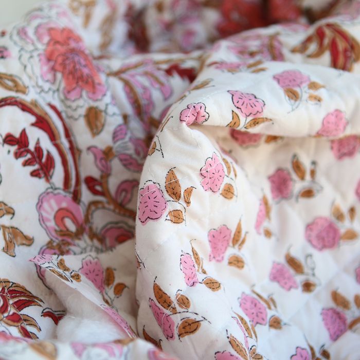Lalita - Tissu indien matelassé double face coton hand block largeur 100cm