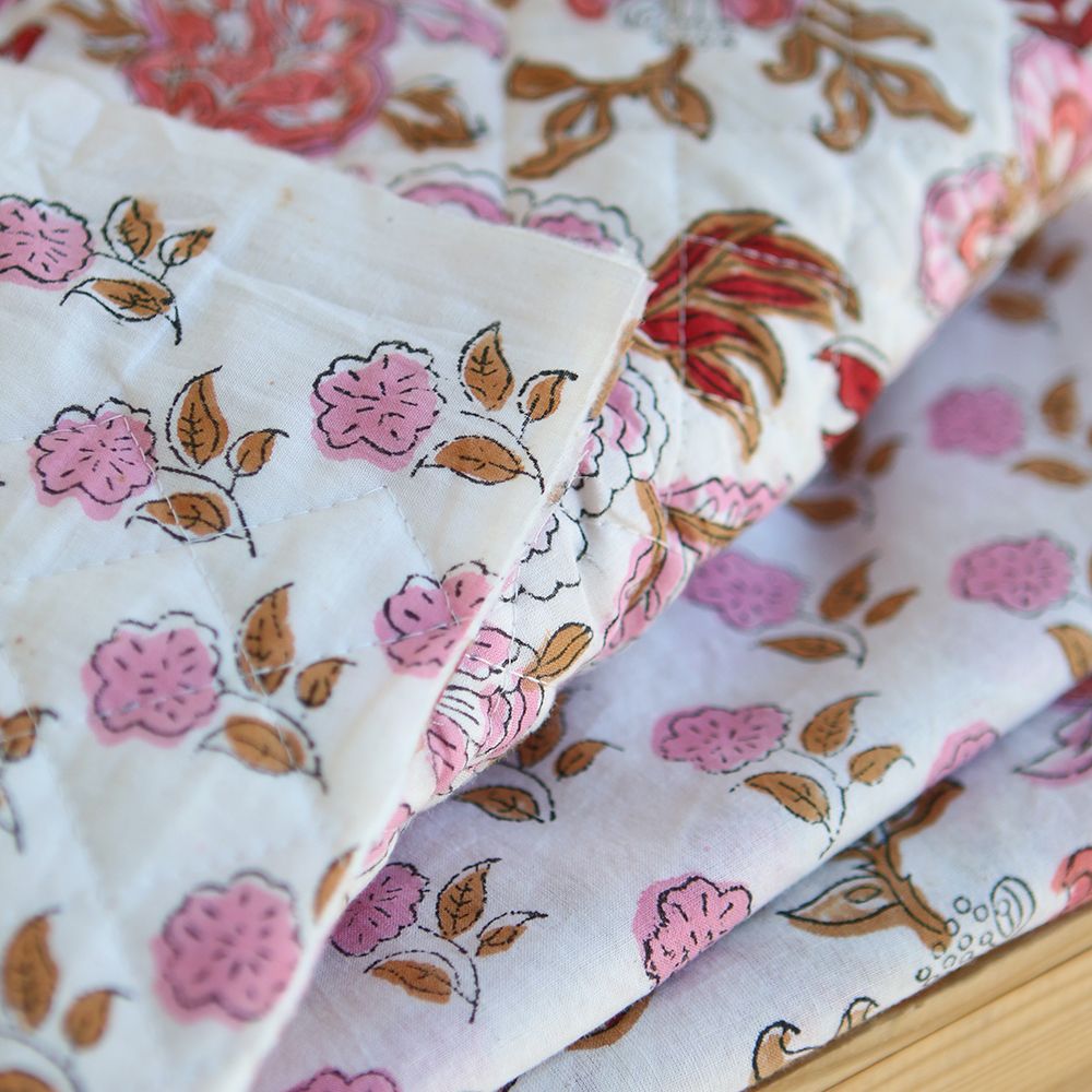 Lalita - Tissu indien matelassé double face coton hand block largeur 100cm