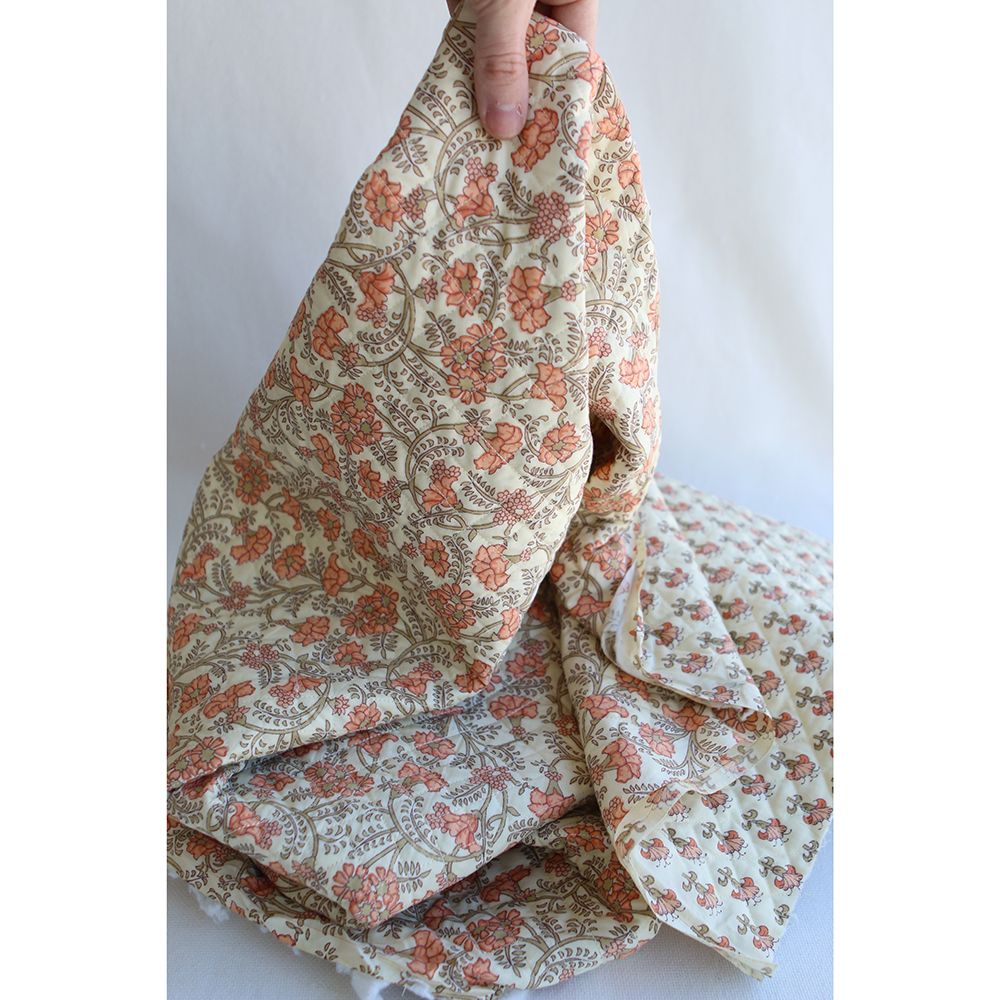 Maya- Tissu indien matelassé double face coton hand block largeur 100cm