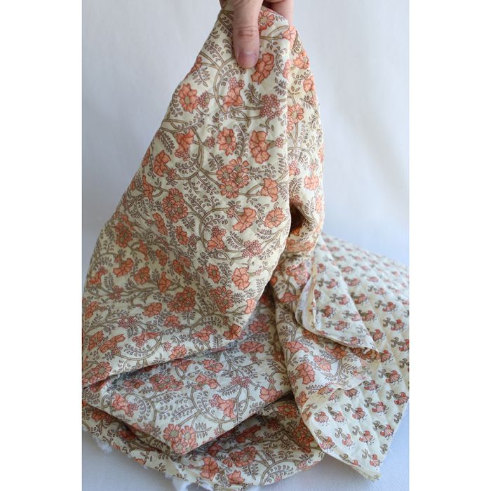 Maya- Tissu indien matelassé double face coton hand block largeur 100cm