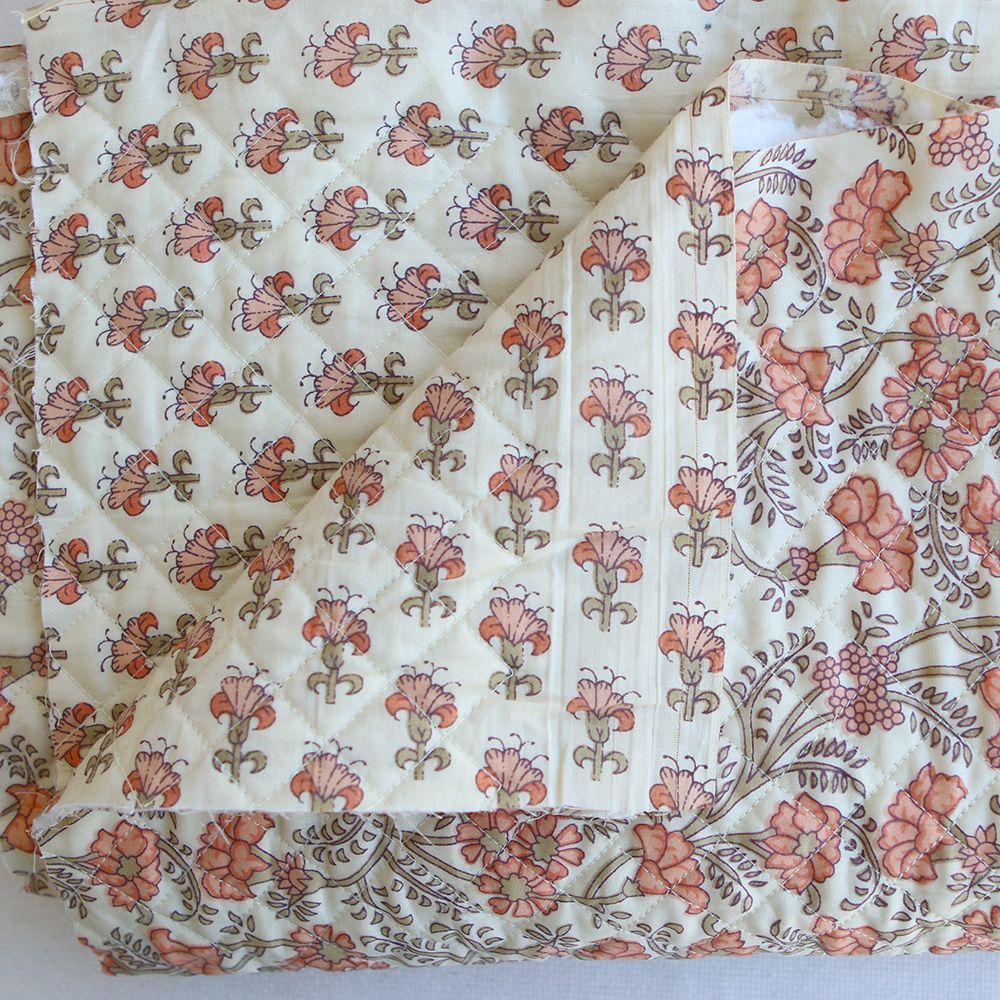 Maya- Tissu indien matelassé double face coton hand block largeur 100cm