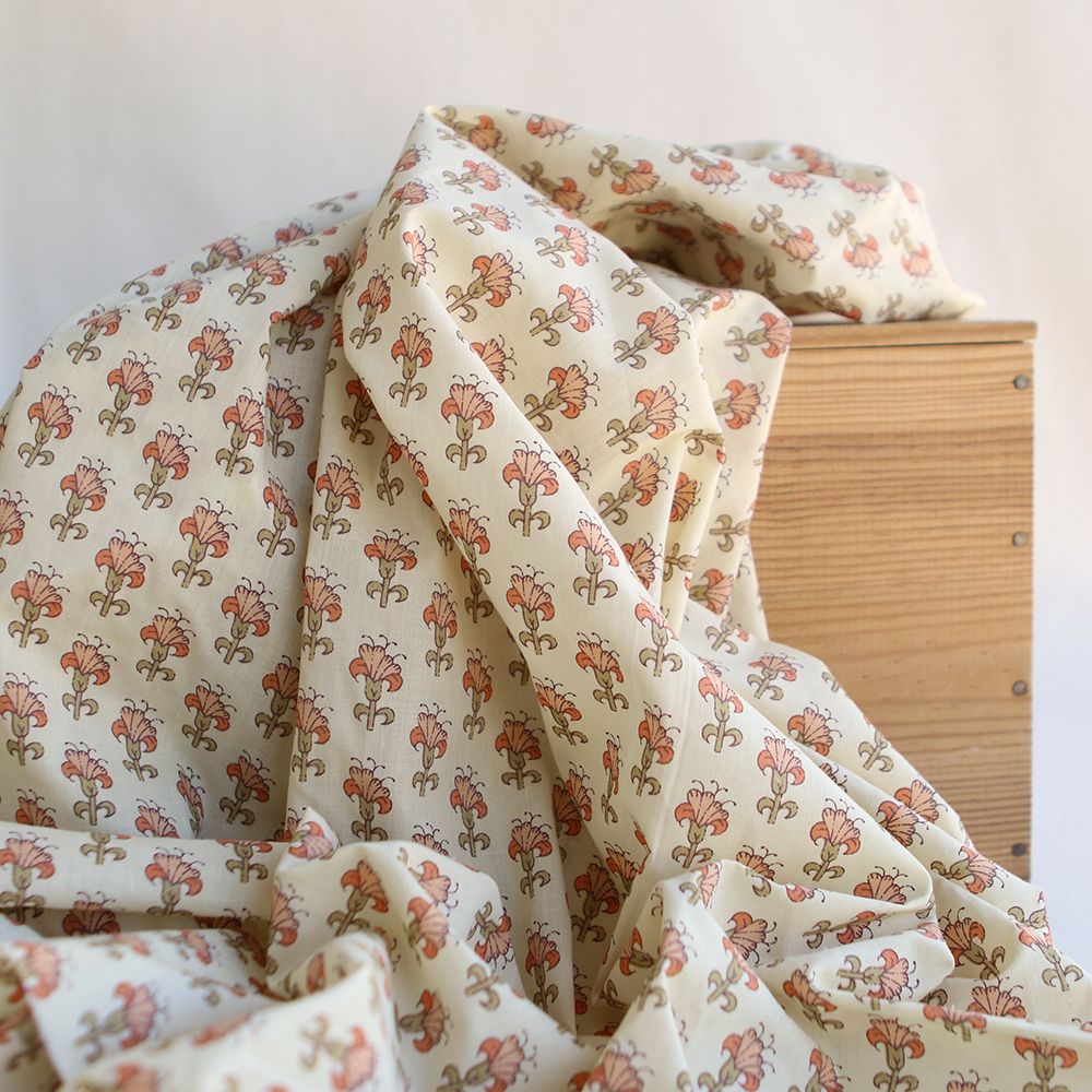Maya B - Tissu indien en coton imprimé main Hand Block