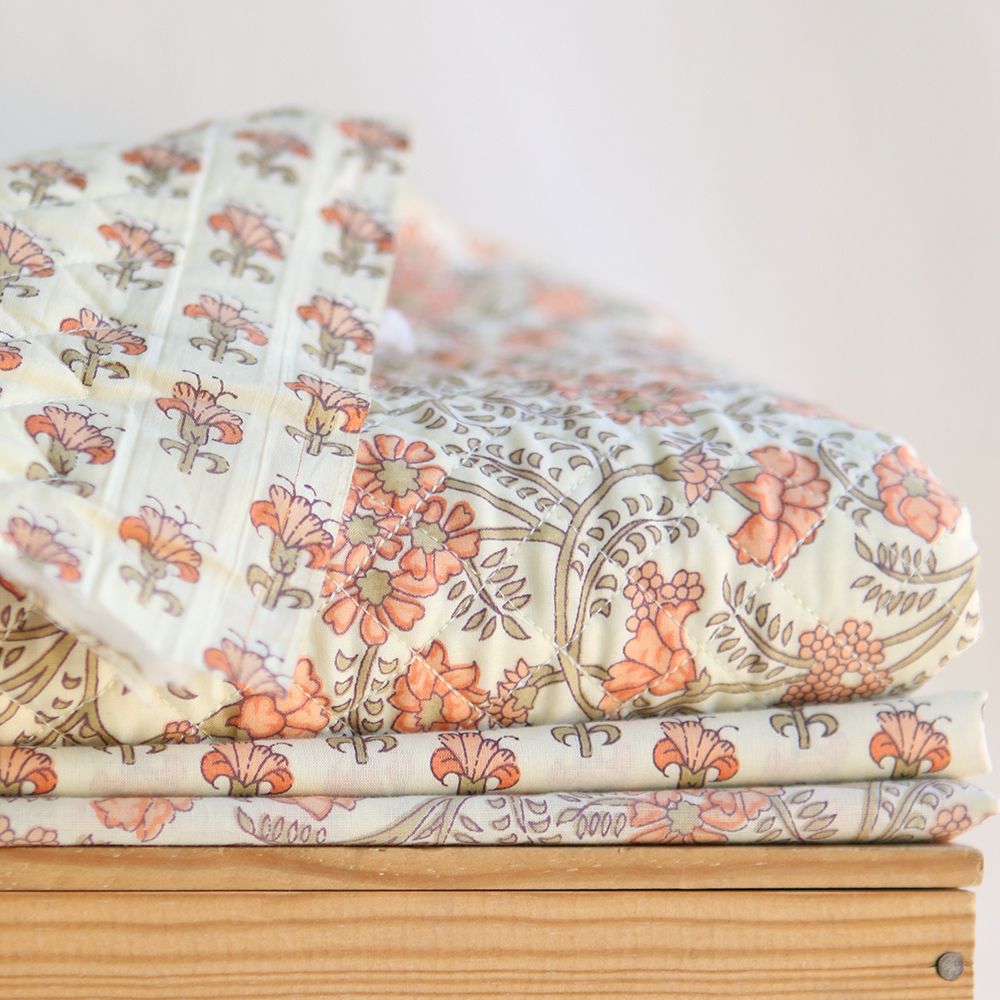 Maya B - Tissu indien en coton imprimé main Hand Block