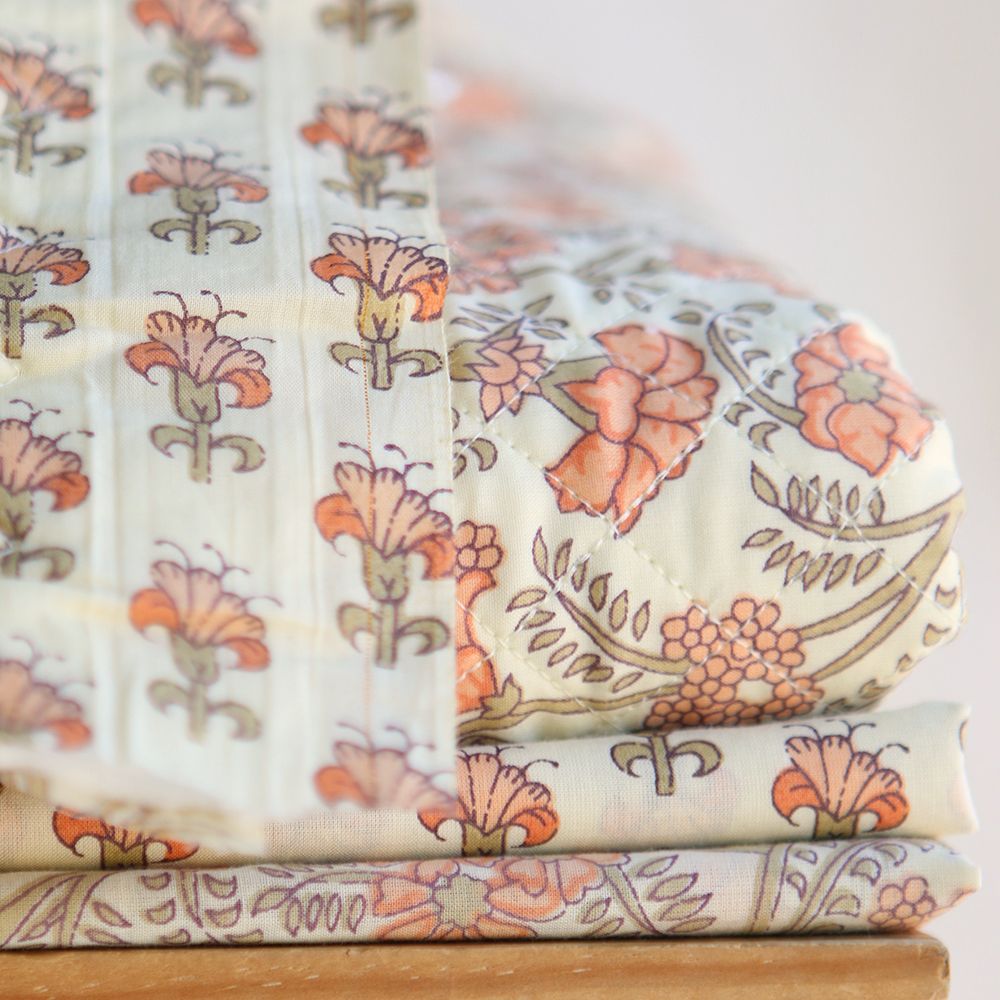 Maya B - Tissu indien en coton imprimé main Hand Block