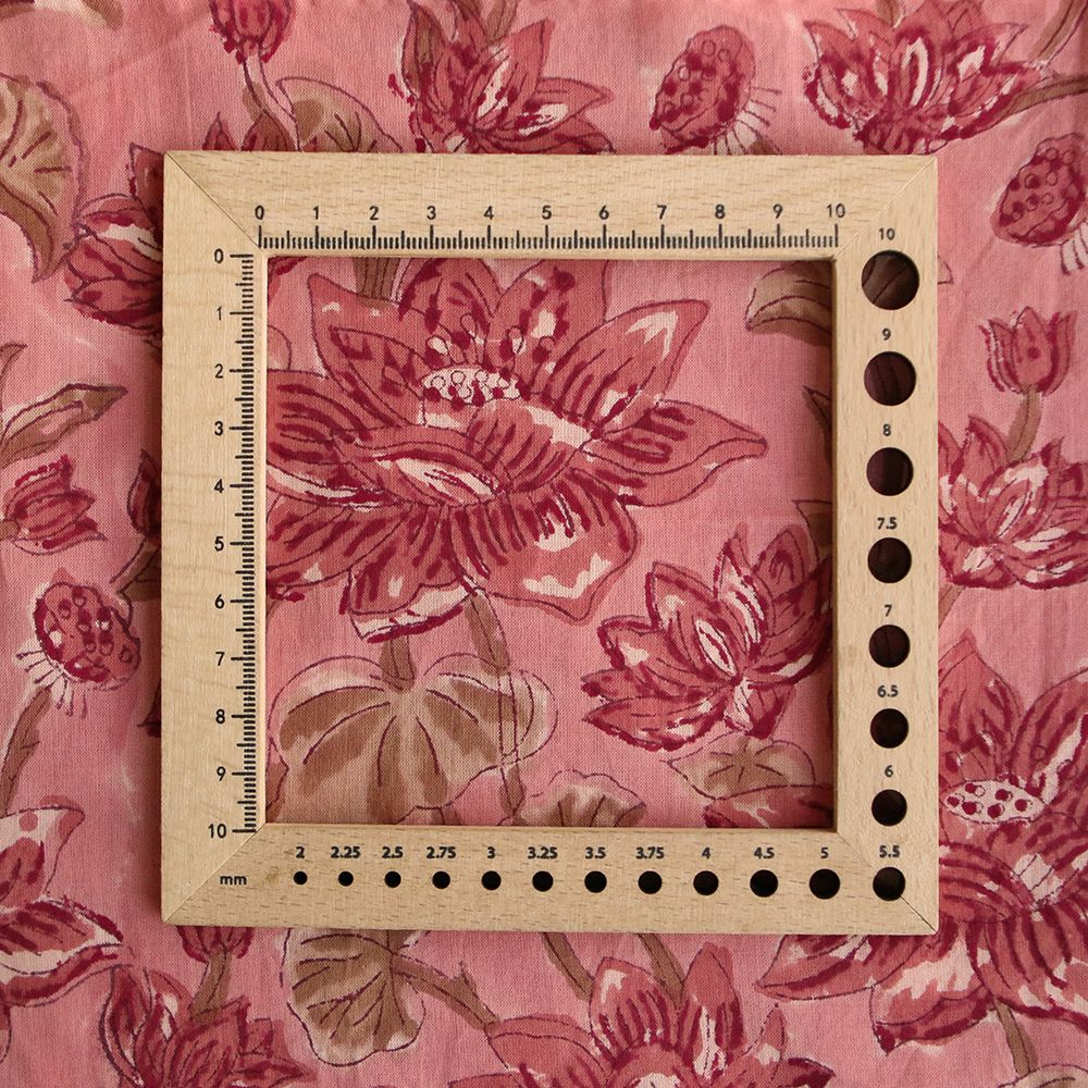 Vasanti - Tissu indien en coton imprimé main, hand block corail chaud