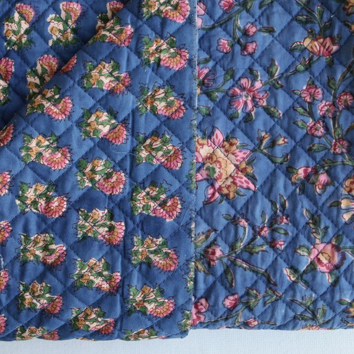 Saanvi - Tissu indien matelassé double face coton hand block, largeur 100 cm