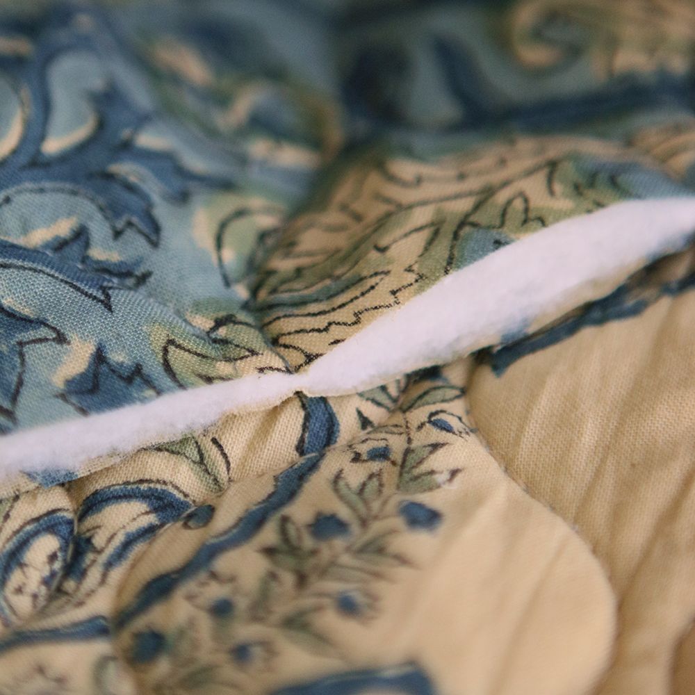 Kalyani - Tissu indien matelassé double face coton hand block, largeur 100 cm