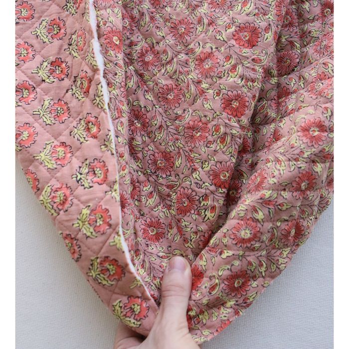 Amita - Tissu indien matelassé double face coton lavé hand block, largeur 100 cm