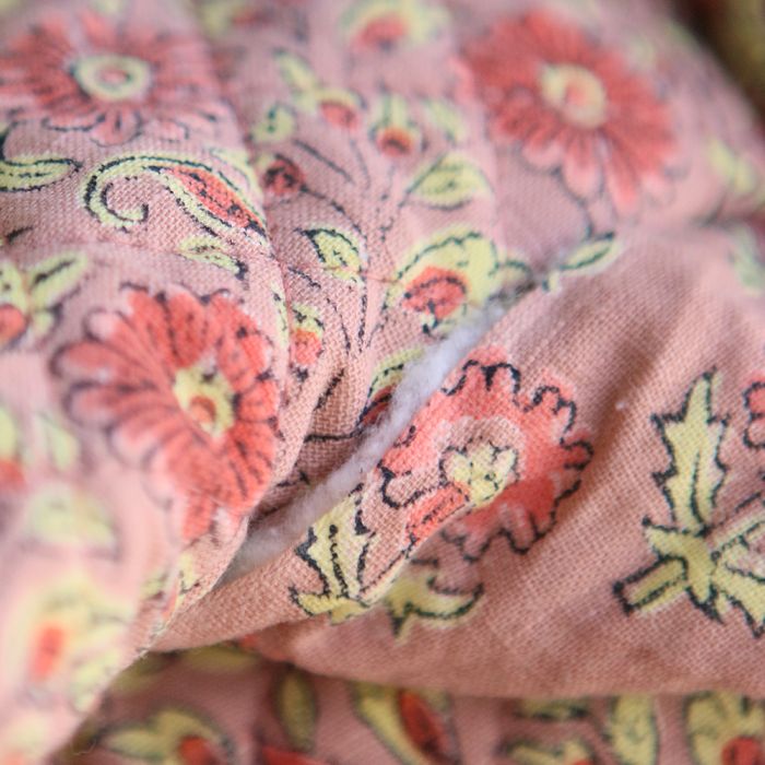 Amita - Tissu indien matelassé double face coton lavé hand block, largeur 100 cm