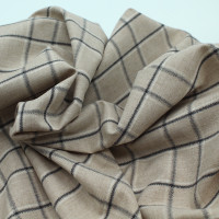 Coton gratté organique imprimé carreaux tartan beige