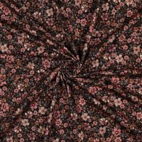 Jersey de coton fleurs denses fond brun foncé