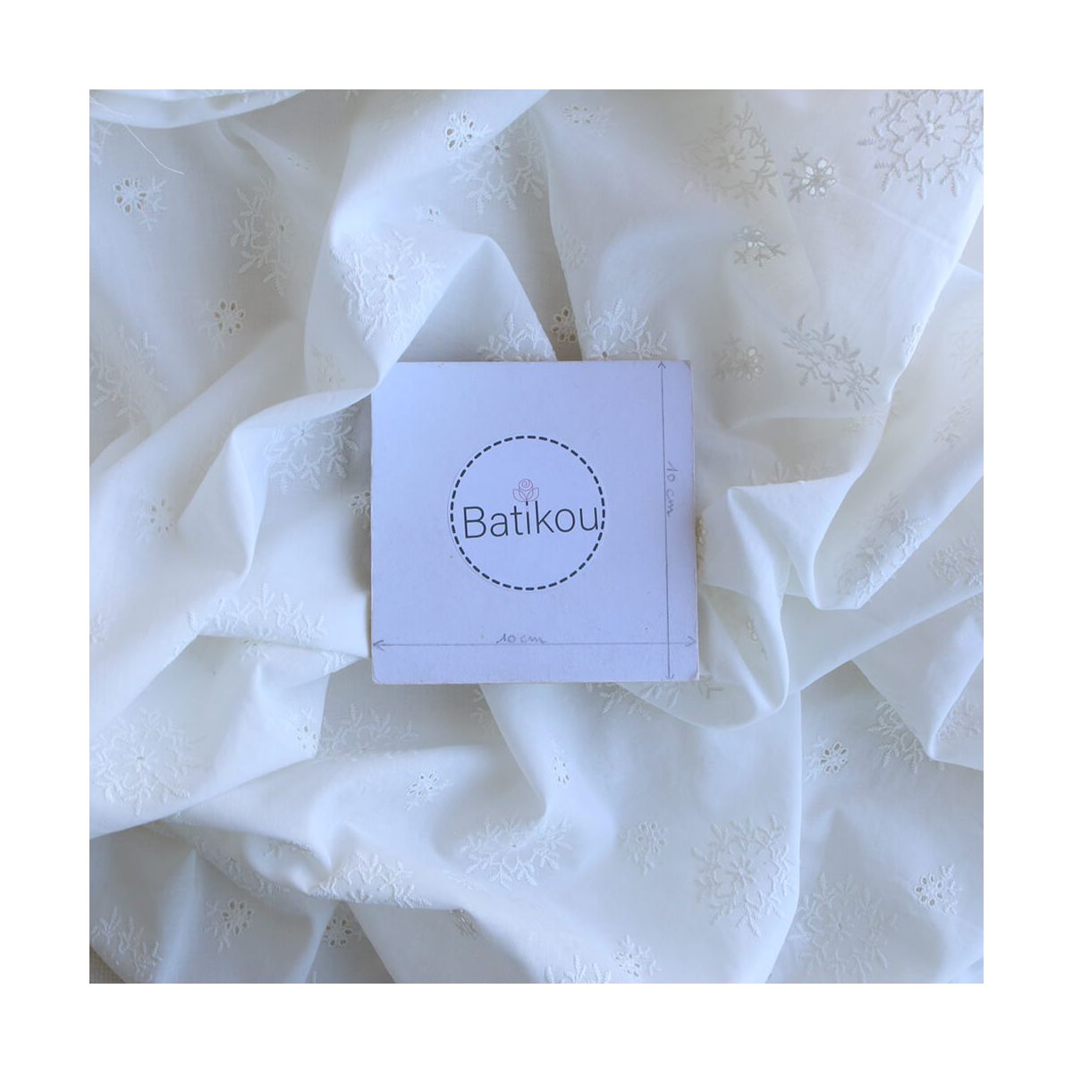 copie de Broderie anglaise voile de coton coloris blanc ivoire