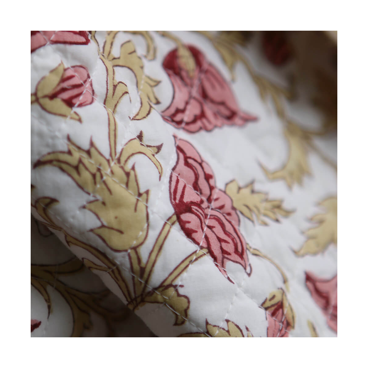 Madhavi - Tissu indien matelassé double face coton hand block largeur 100cm