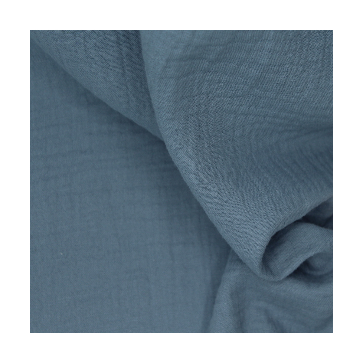 Double gaze de coton BIO unie bleu tempête