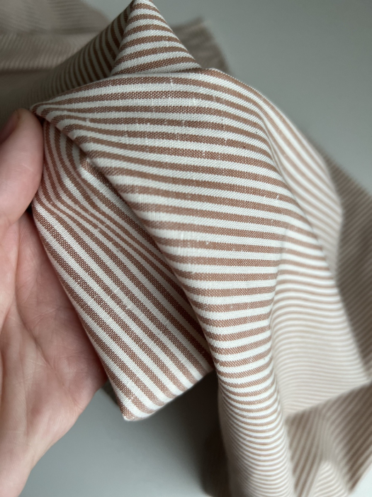 Coton chiné aspect brut rayures moyennes 2mm coloris caramel au beurre salé Batikou - 2