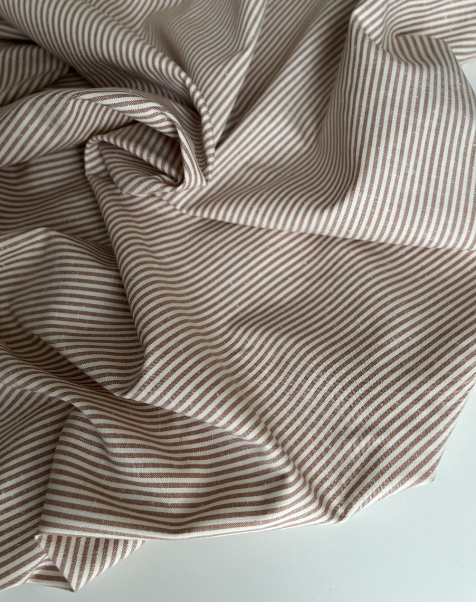 Coton chiné aspect brut rayures moyennes 2mm coloris caramel au beurre salé Batikou - 4