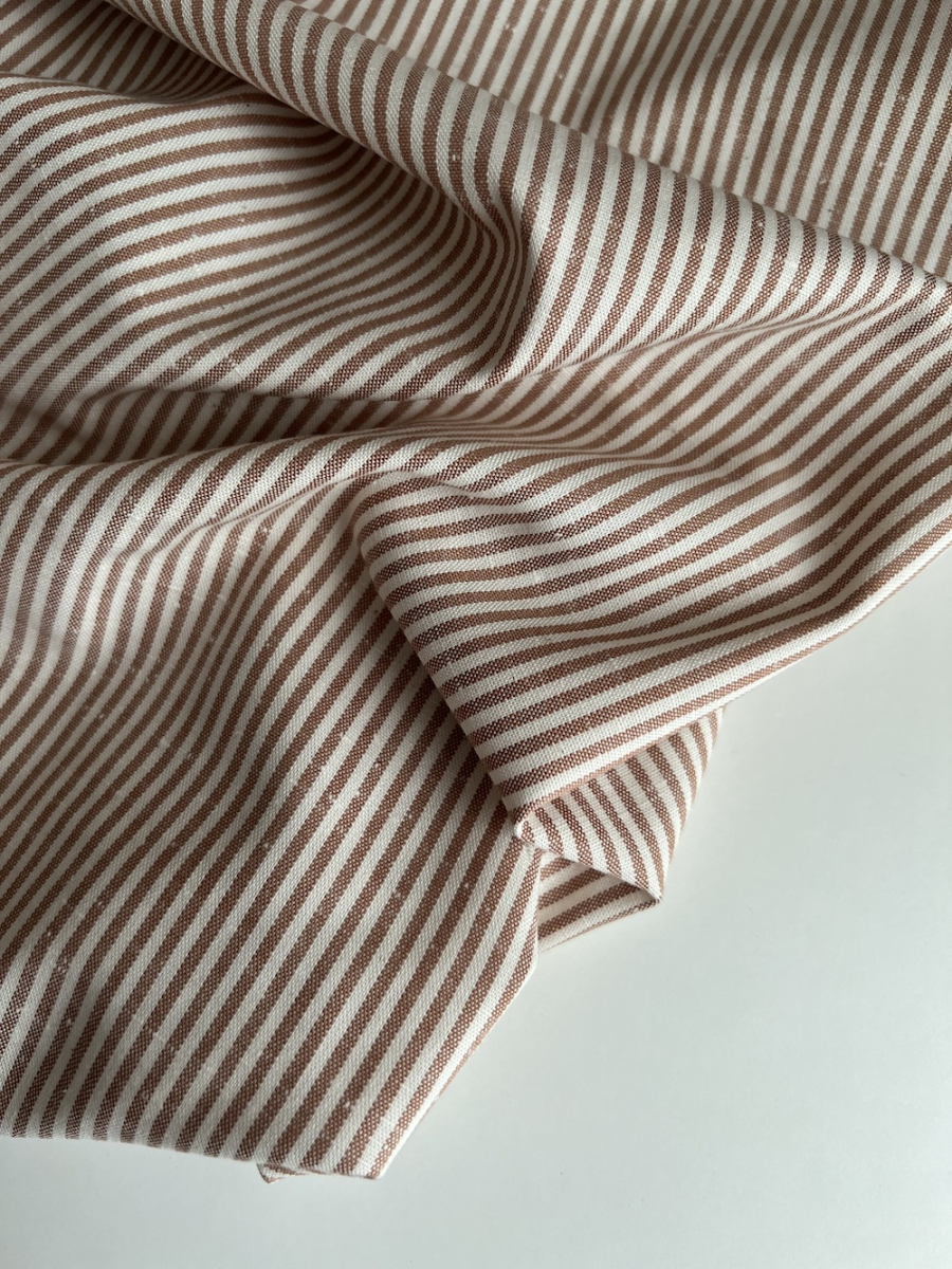 Coton chiné aspect brut rayures moyennes 2mm coloris caramel au beurre salé Batikou - 5