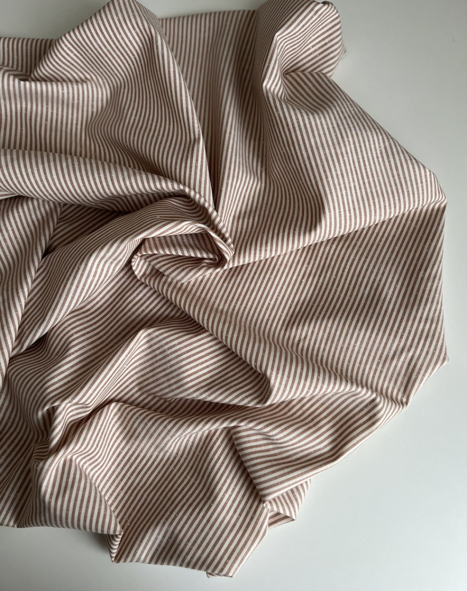 Coton chiné aspect brut rayures moyennes 2mm coloris caramel au beurre salé Batikou - 9