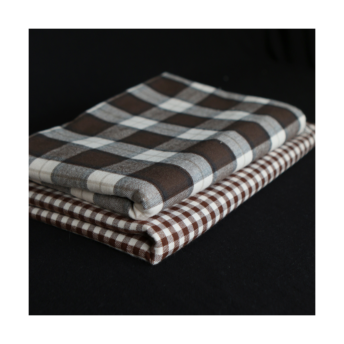 Chester - Coton gratté organique tissage quadrillage marron