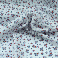 Batiste de coton imprimé fleuri bleu / rouge