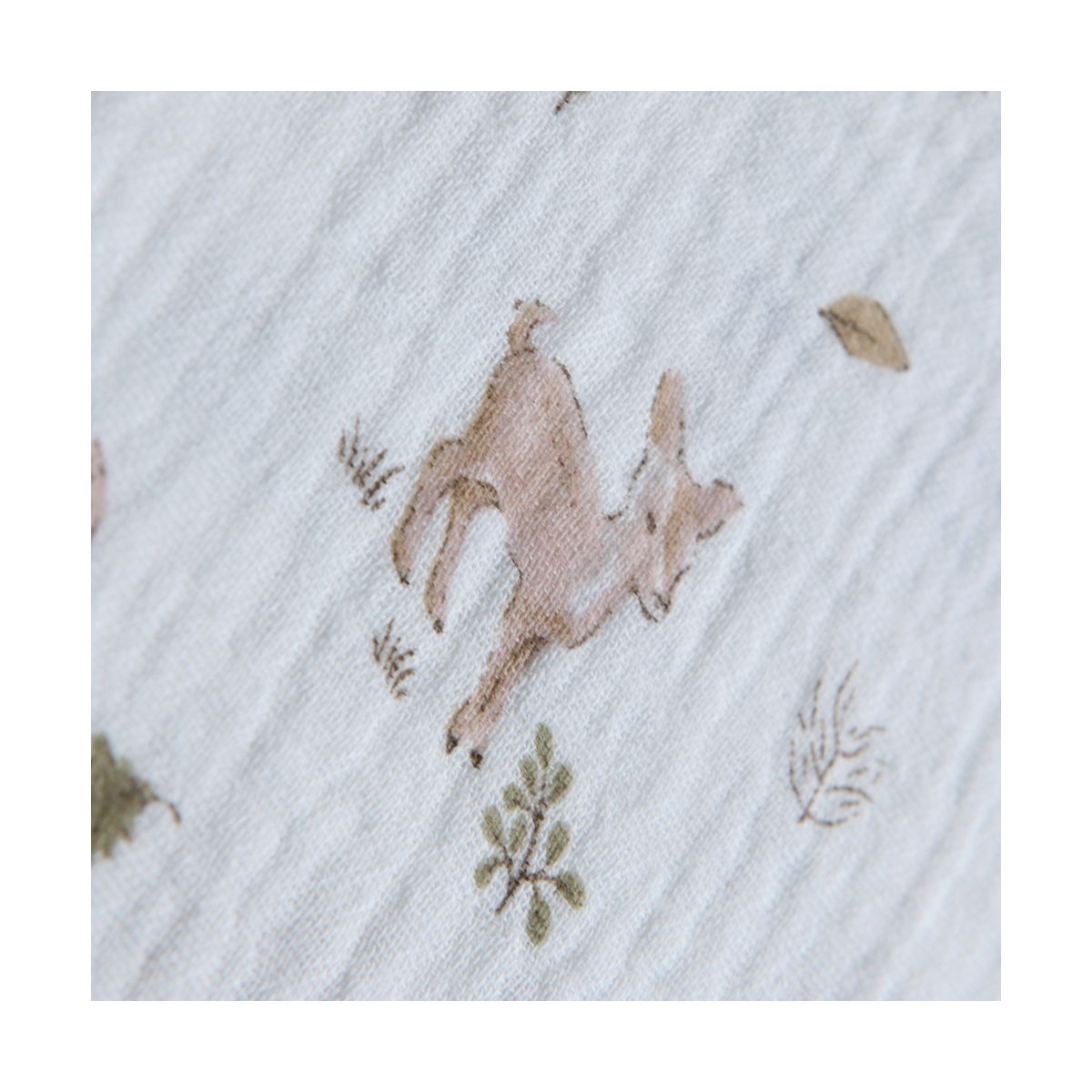 Simon - Double gaze de coton motif fôret lapin et biche