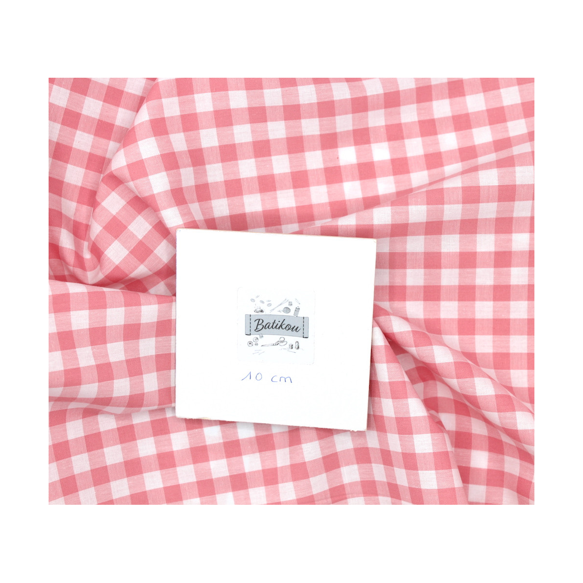 Coton vichy carreaux 10mm rose malabar Qualité Oeko-tex - 2