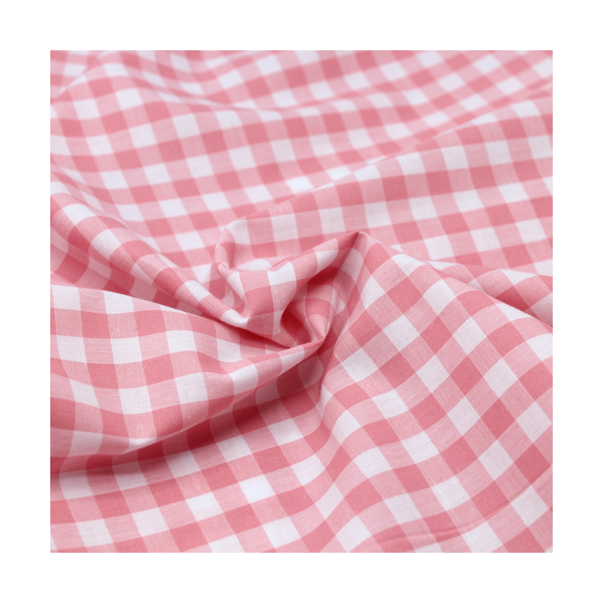 Coton vichy carreaux 10mm rose malabar Qualité Oeko-tex - 1