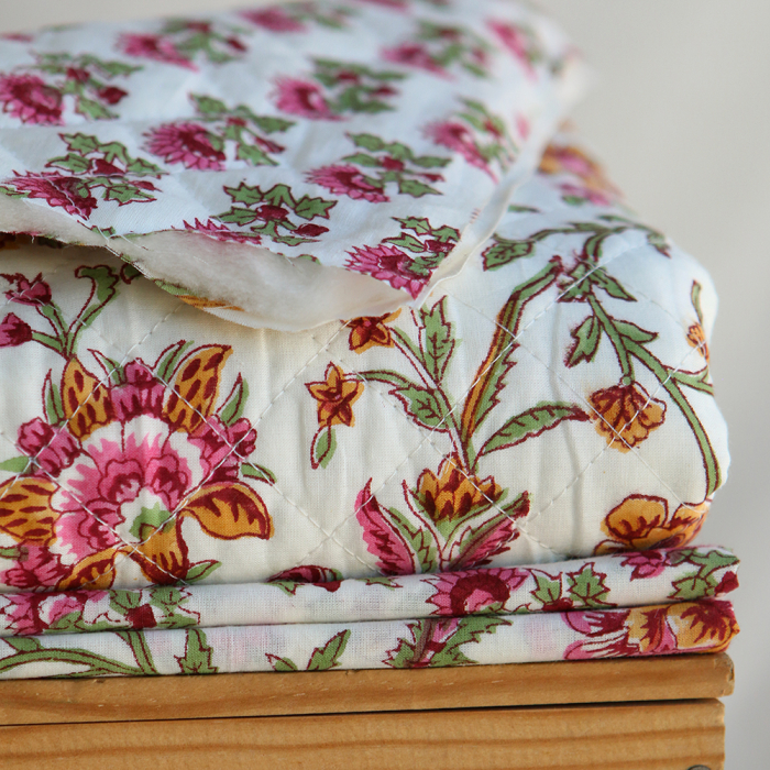 Jamila - Tissu indien en coton imprimé main Hand Block