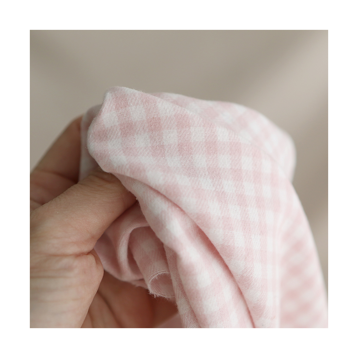 Gabin - Coton gratté style flanelle tissage vichy rose layette
